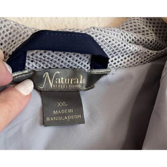 Natural Reflections Gray Hooded Vented Rain Coat Windbreaker Jacket XXL - Picture 3 of 10
